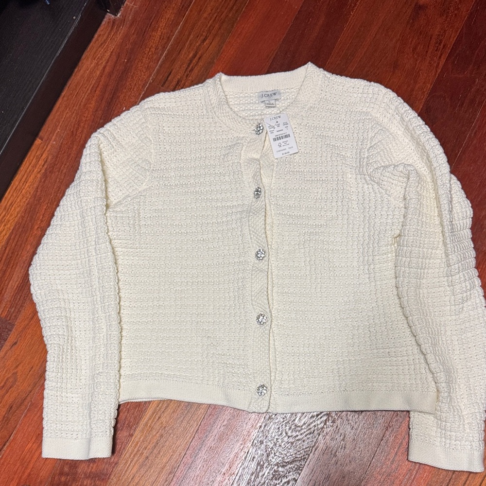 J. Crew Cream Textured Cardigan